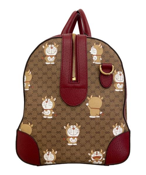 GUCCI（グッチ）GUCCI (グッチ) DORAEMON (ドラエモン) ダッフルバッグ レッド×ブラウンの古着・服飾アイテム