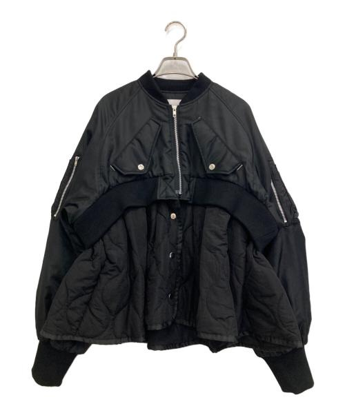 OMMO（オーエムエムオー）OMMO (オーエムエムオー) PEPLUM QUILTING MA-1 ブラック サイズ:36の古着・服飾アイテム