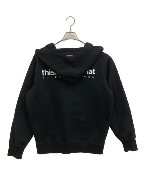 thisisneverthat（ディスイズネバーザット）thisisneverthat (ディスイズネバーザット) ロゴプリントジップパーカー ブラック サイズ:Ｌの古着・服飾アイテム