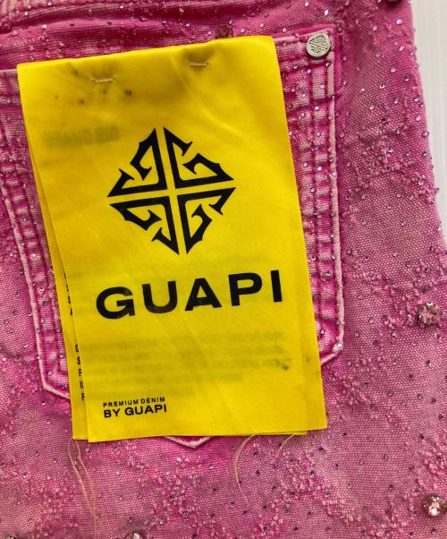 GUAPI（グアピ）GUAPI (グアピ) ラインストーンフレアデニムパンツ ピンク サイズ:34の古着・服飾アイテム