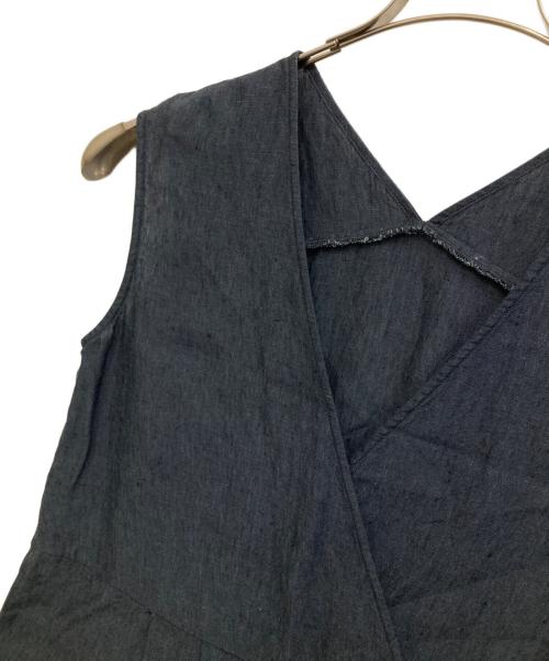 evam eva（エヴァムエヴァ）evam eva (エヴァムエヴァ) linen sleeveless one-piece ネイビー サイズ:Mの古着・服飾アイテム