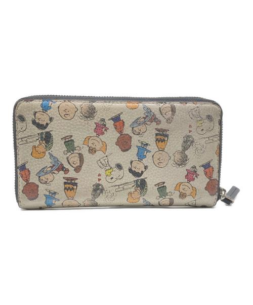 MARC JACOBS（マークジェイコブス）MARC JACOBS (マークジェイコブス) PEANUTS (ピーナッツ) ラウンドファスナー財布 アイボリーの古着・服飾アイテム