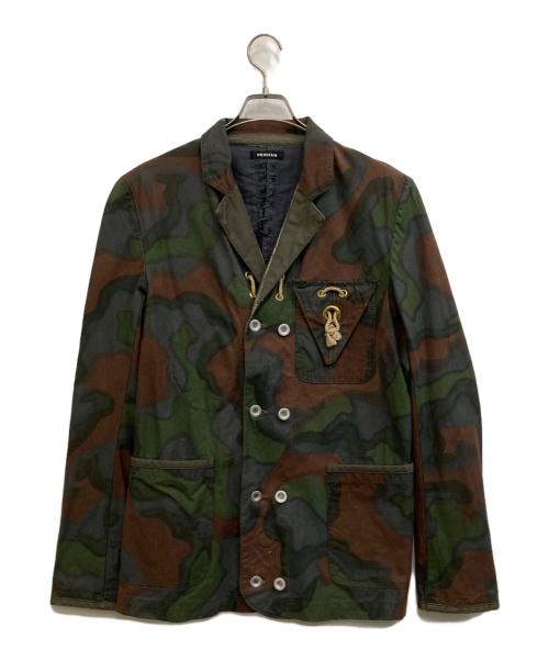 Denham（デンハム）Denham (デンハム) 迷彩テーラードジャケット ブラウン サイズ:Lの古着・服飾アイテム