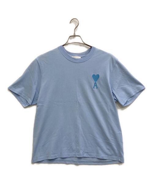 ami（アミ）ami (アミ) ハートロゴ刺繍Tシャツ スカイブルー サイズ:Sの古着・服飾アイテム