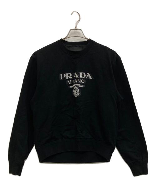 PRADA（プラダ）PRADA (プラダ) ロゴジャガードスウェット ブラック サイズ:Mの古着・服飾アイテム