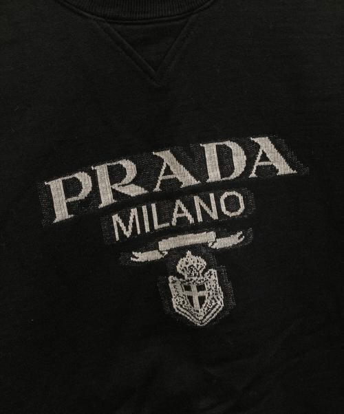 PRADA（プラダ）PRADA (プラダ) ロゴジャガードスウェット ブラック サイズ:Mの古着・服飾アイテム