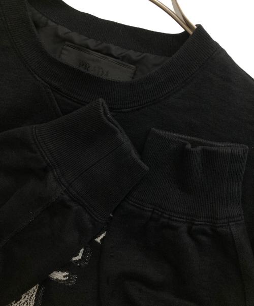PRADA（プラダ）PRADA (プラダ) ロゴジャガードスウェット ブラック サイズ:Mの古着・服飾アイテム