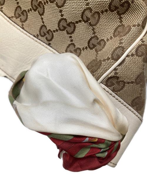 GUCCI（グッチ）GUCCI (グッチ) GGキャンバス スカーフ付きトートバッグ ブラウンの古着・服飾アイテム