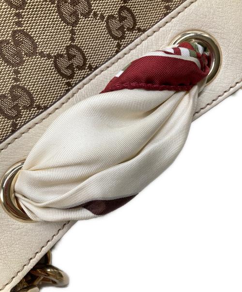 GUCCI（グッチ）GUCCI (グッチ) GGキャンバス スカーフ付きトートバッグ ブラウンの古着・服飾アイテム
