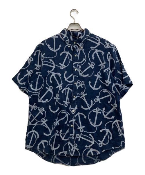RALPH LAUREN（ラルフローレン）RALPH LAUREN (ラルフローレン) アンカーデザインリネンシャツ ネイビー サイズ:XLの古着・服飾アイテム