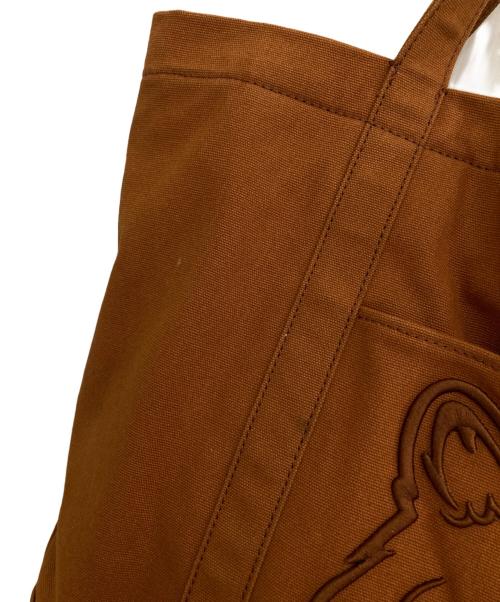 maison kitsune（メゾンキツネ）maison kitsune (メゾンキツネ) FOX HEAD LARGE TOTE ブラウンの古着・服飾アイテム