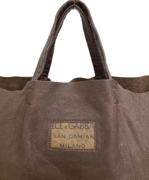 DOLCE & GABBANA（ドルチェ＆ガッバーナ）DOLCE & GABBANA (ドルチェ＆ガッバーナ) レザートートバッグ ブラウンの古着・服飾アイテム