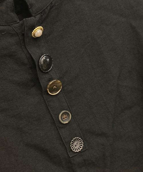 BEARDSLEY（ビアズリー）BEARDSLEY (ビアズリー) リネンブレンドブラウス ブラック サイズ:Fの古着・服飾アイテム