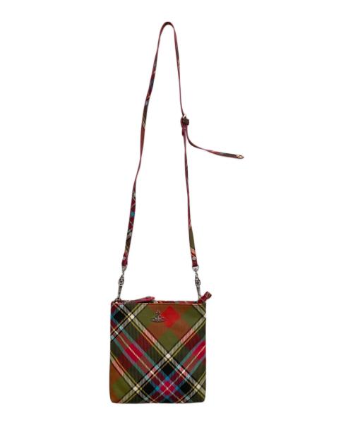 Vivienne Westwood（ヴィヴィアンウエストウッド）Vivienne Westwood (ヴィヴィアンウエストウッド) タータンチェック柄スクエアショルダーバッグ マルチカラーの古着・服飾アイテム