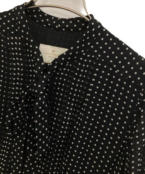 Kate Spade（ケイトスペード）Kate Spade (ケイトスペード) 水玉柄シルクワンピース ブラックの古着・服飾アイテム