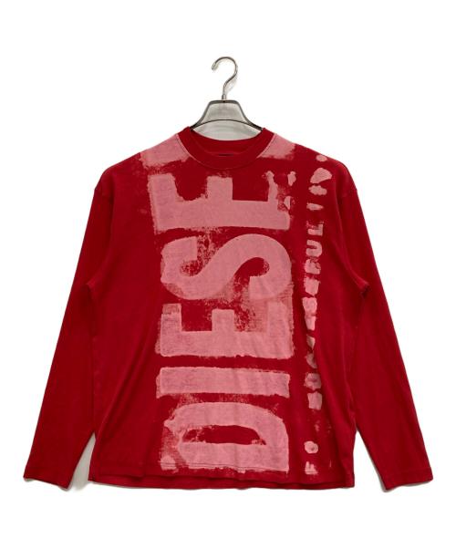 DIESEL（ディーゼル）DIESEL (ディーゼル) Long-sleeve T-shirt with smudged logo レッド サイズ:Mの古着・服飾アイテム