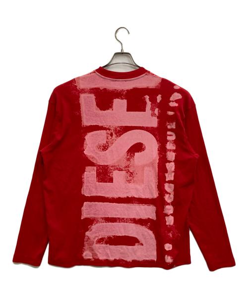 DIESEL（ディーゼル）DIESEL (ディーゼル) Long-sleeve T-shirt with smudged logo レッド サイズ:Mの古着・服飾アイテム