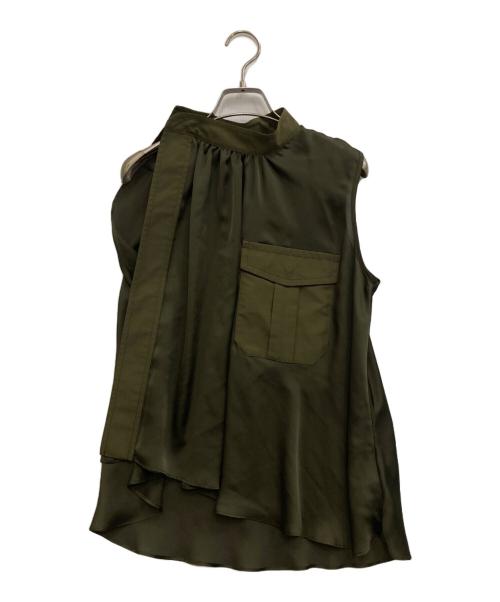 sacai（サカイ）sacai (サカイ) ファブリックコンボ カーゴ ノースリーブブラウス オリーブ サイズ:1の古着・服飾アイテム
