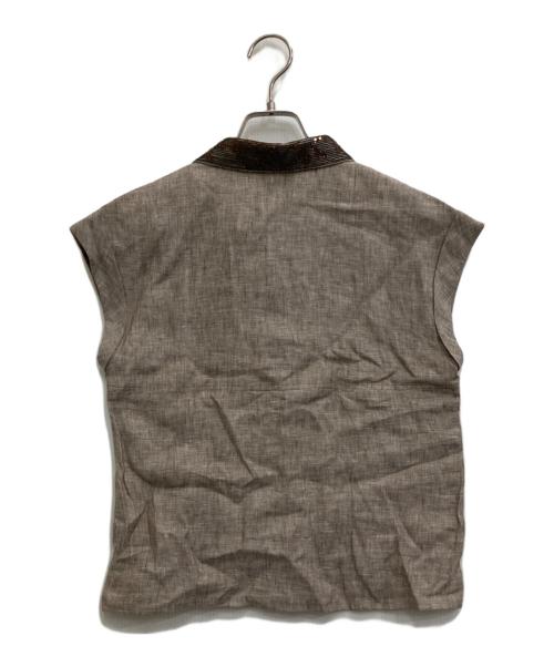 BRUNELLO CUCINELLI（ブルネロクチネリ）BRUNELLO CUCINELLI (ブルネロクチネリ) リネンノースリーブシャツ ブラウン サイズ:-の古着・服飾アイテム