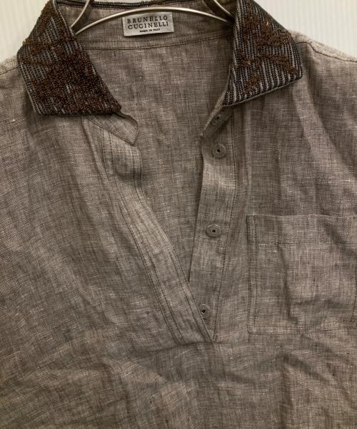 BRUNELLO CUCINELLI（ブルネロクチネリ）BRUNELLO CUCINELLI (ブルネロクチネリ) リネンノースリーブシャツ ブラウン サイズ:-の古着・服飾アイテム