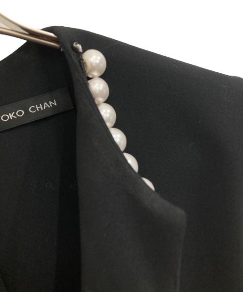 YOKO CHAN（ヨーコチャン）YOKO CHAN (ヨーコチャン) パール装飾スリットネックノースリーブワンピース ブラック サイズ:38の古着・服飾アイテム