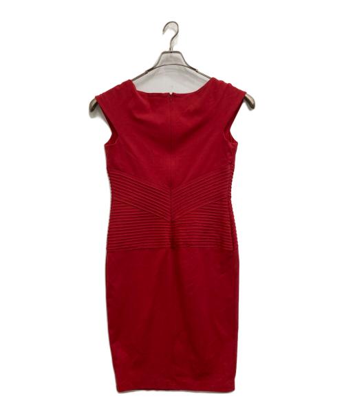 TADASHI SHOJI（タダシ ショージ）TADASHI SHOJI (タダシ ショージ) フレンチスリーブプリーツワークドレス レッド サイズ:-の古着・服飾アイテム
