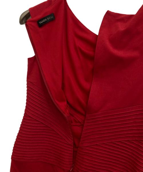 TADASHI SHOJI（タダシ ショージ）TADASHI SHOJI (タダシ ショージ) フレンチスリーブプリーツワークドレス レッド サイズ:-の古着・服飾アイテム