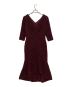 TADASHI SHOJI（タダシ ショージ）の古着「Vネックピンタックジャージードレス」｜ボルドー
