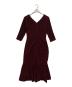 TADASHI SHOJI (タダシ ショージ) Vネックピンタックジャージードレス ボルドー サイズ:S：12000円