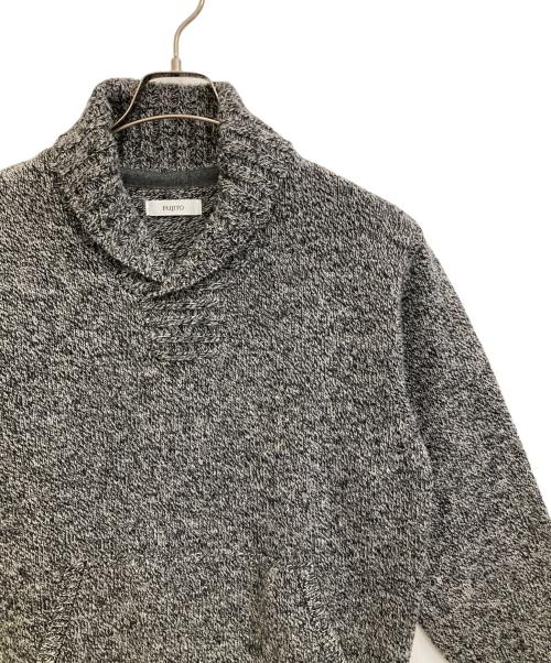 FUJITO（フジト）FUJITO (フジト) シェットランド×メリノウール ショールカラーセーター グレー サイズ:1の古着・服飾アイテム