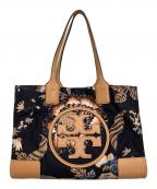 TORY BURCHトリーバーチ）の古着「ボタニカルナイロントートバッグ」｜ネイビー