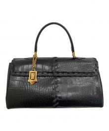 Yves Saint Laurent（イヴサンローラン）の古着「クロコ型押しハンドバッグ」｜ブラック