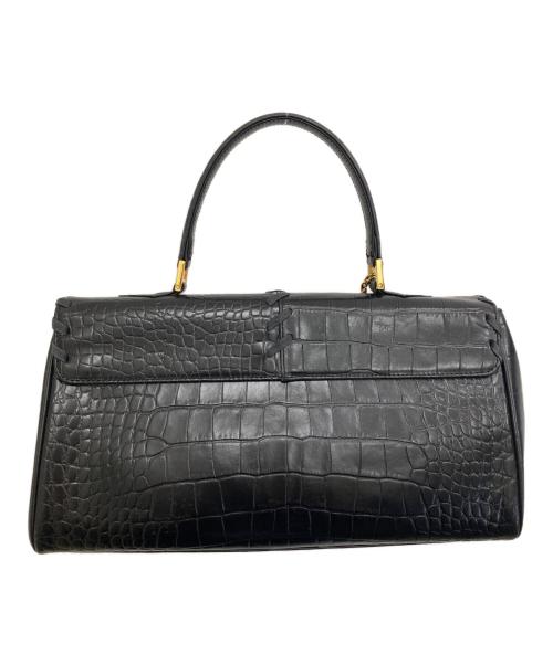 Yves Saint Laurent（イヴサンローラン）Yves Saint Laurent (イヴサンローラン) クロコ型押しハンドバッグ ブラックの古着・服飾アイテム