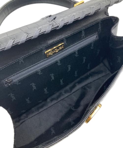 Yves Saint Laurent（イヴサンローラン）Yves Saint Laurent (イヴサンローラン) クロコ型押しハンドバッグ ブラックの古着・服飾アイテム