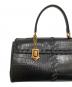 中古・古着 Yves Saint Laurent (イヴサンローラン) クロコ型押しハンドバッグ ブラック：65000円