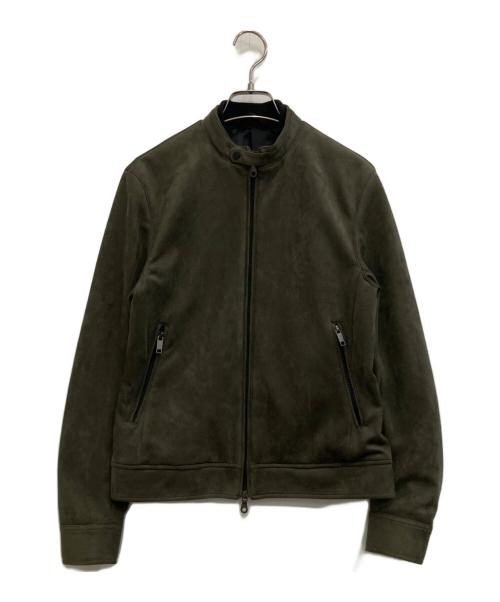 AOURE（アウール）AOURE (アウール) ポンチスェード シングルライダースジャケット オリーブ サイズ:Mの古着・服飾アイテム