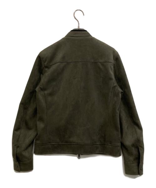 AOURE（アウール）AOURE (アウール) ポンチスェード シングルライダースジャケット オリーブ サイズ:Mの古着・服飾アイテム