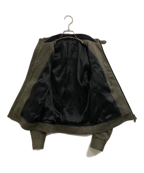 AOURE（アウール）AOURE (アウール) ポンチスェード シングルライダースジャケット オリーブ サイズ:Mの古着・服飾アイテム