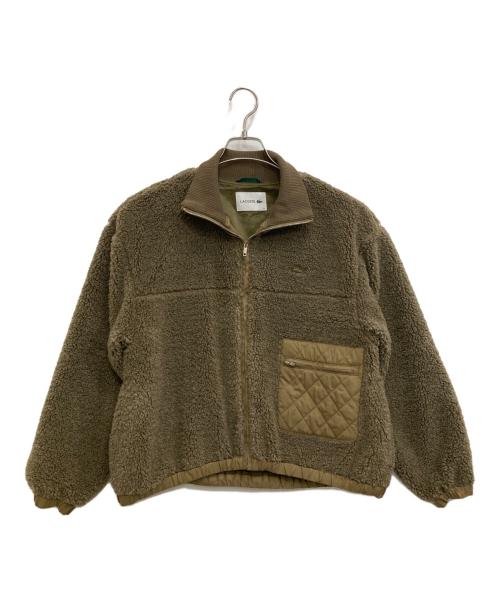 LACOSTE（ラコステ）LACOSTE (ラコステ) リブニットスタンドカラーボアジャケット ブラウン サイズ:34の古着・服飾アイテム