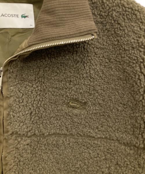 LACOSTE（ラコステ）LACOSTE (ラコステ) リブニットスタンドカラーボアジャケット ブラウン サイズ:34の古着・服飾アイテム