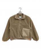 LACOSTEラコステ）の古着「リブニットスタンドカラーボアジャケット」｜ベージュ