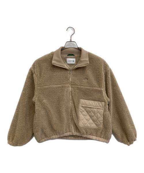 LACOSTE（ラコステ）LACOSTE (ラコステ) リブニットスタンドカラーボアジャケット ベージュ サイズ:34の古着・服飾アイテム