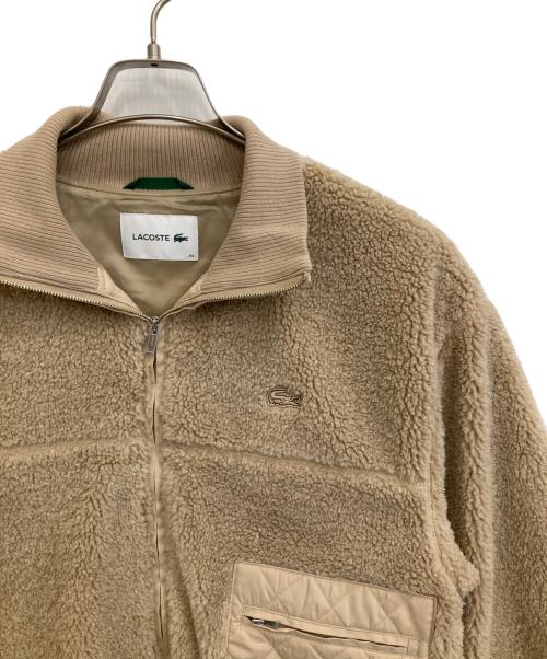 LACOSTE（ラコステ）LACOSTE (ラコステ) リブニットスタンドカラーボアジャケット ベージュ サイズ:34の古着・服飾アイテム