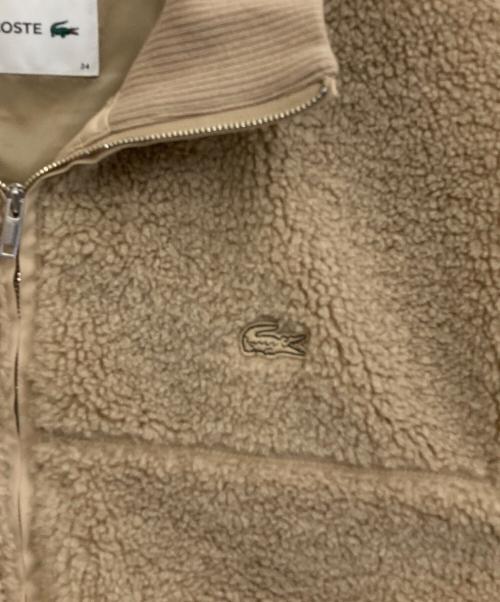LACOSTE（ラコステ）LACOSTE (ラコステ) リブニットスタンドカラーボアジャケット ベージュ サイズ:34の古着・服飾アイテム