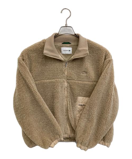 LACOSTE（ラコステ）LACOSTE (ラコステ) リブニットスタンドカラーボアジャケット ベージュ サイズ:34の古着・服飾アイテム