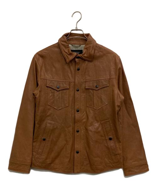 BURBERRY BLACK LABEL（バーバリーブラックレーベル）BURBERRY BLACK LABEL (バーバリーブラックレーベル) ラムレザージャケット ブラウン サイズ:LLの古着・服飾アイテム