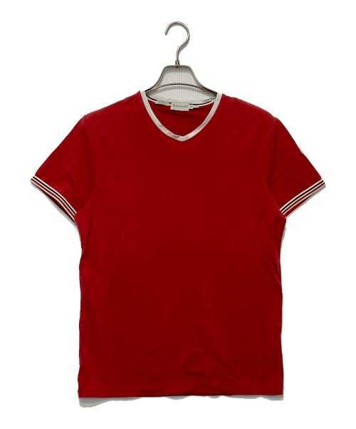 MONCLER（モンクレール）MONCLER (モンクレール) VネックTシャツ レッド サイズ:Ｌの古着・服飾アイテム