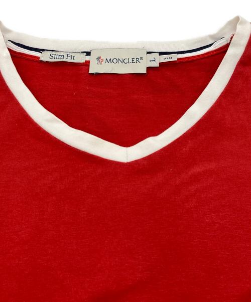 MONCLER（モンクレール）MONCLER (モンクレール) VネックTシャツ レッド サイズ:Ｌの古着・服飾アイテム