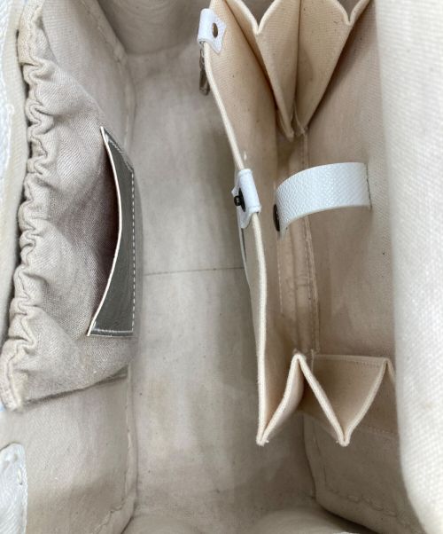 ebagos（エバゴス）ebagos (エバゴス) レザー切替カゴバッグ ホワイト×ベージュの古着・服飾アイテム