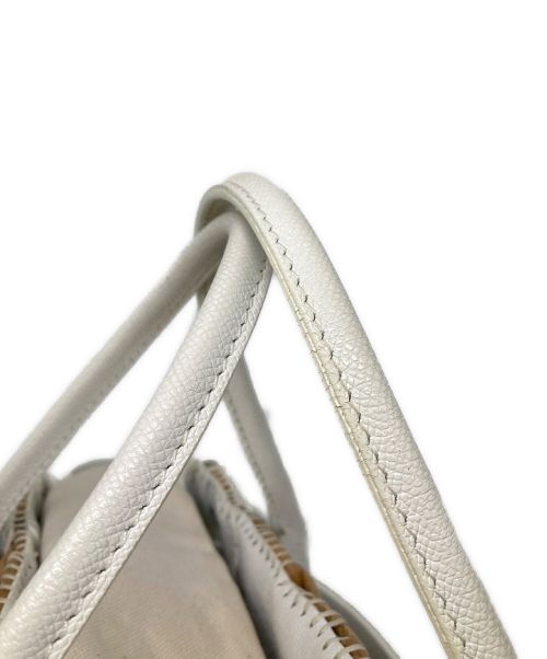 ebagos（エバゴス）ebagos (エバゴス) レザー切替カゴバッグ ホワイト×ベージュの古着・服飾アイテム